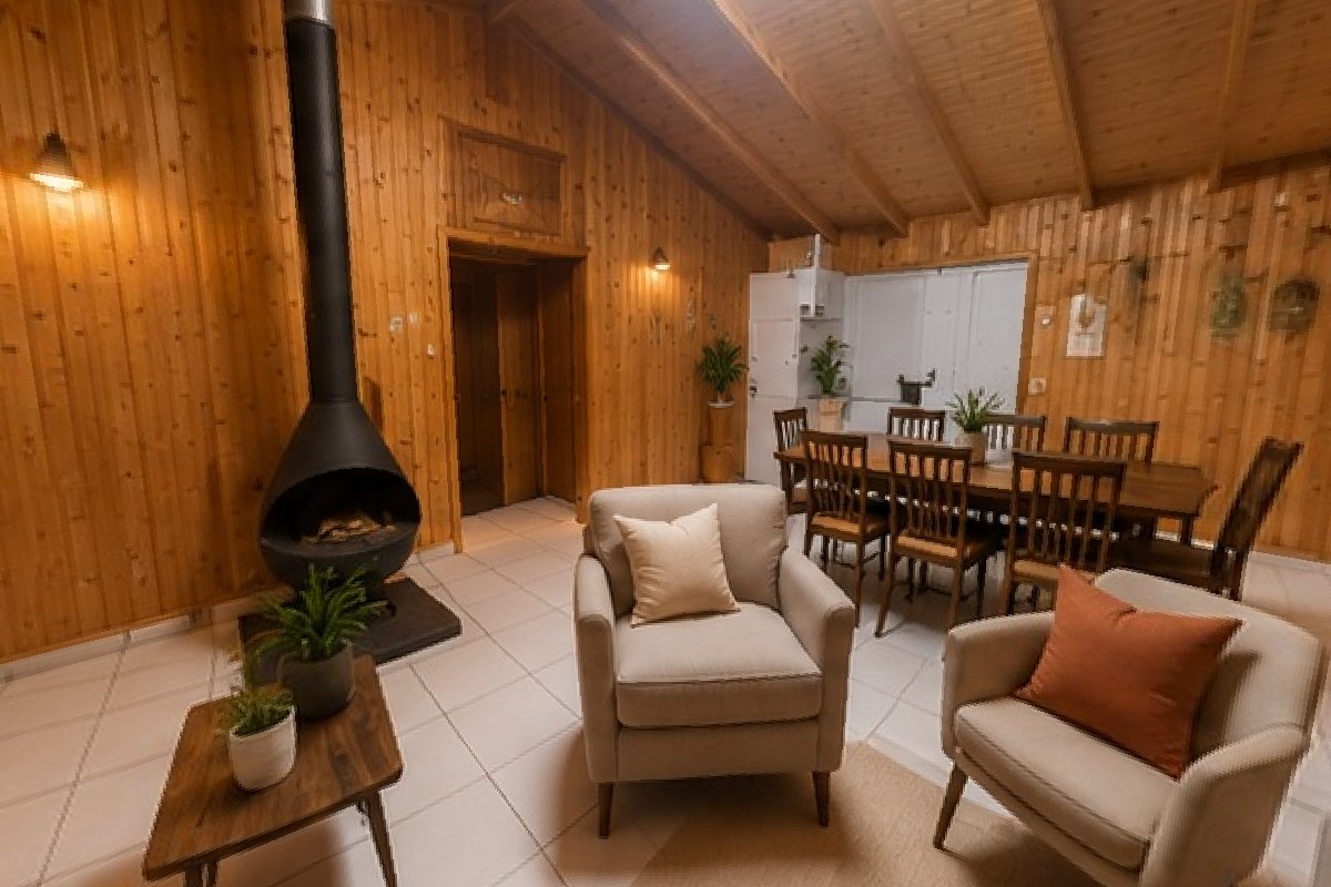 Render ilustrativo del living de la Casa 54 (en desarrollo)